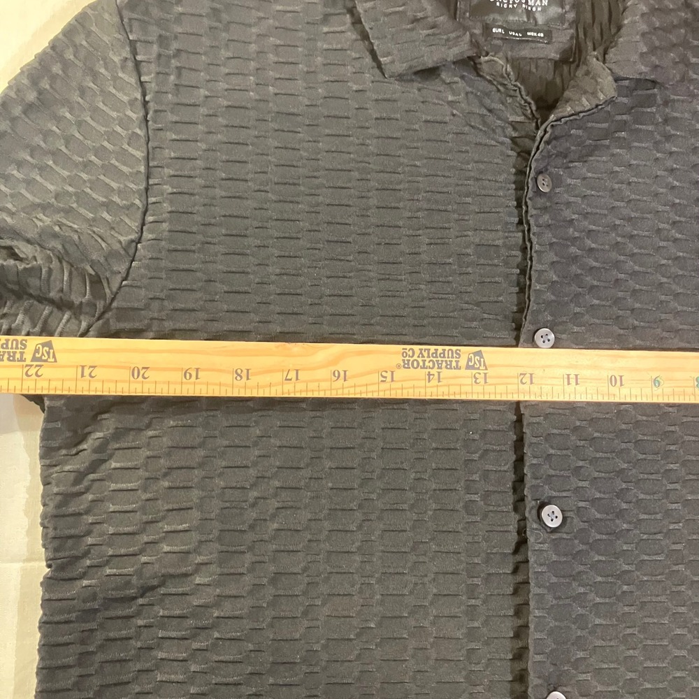 Cactus Man Ricky Singh Mens Black Textured Waffle Button Up Shirt Size Large - Picture 3 of 8